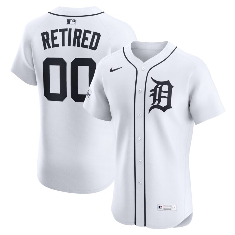 Detroit Tigers Home Elite Sponsor Patch Pick-A-Player Retired Roster Jersey - White