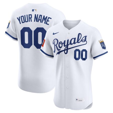Kansas City Royals Home Elite Sponsor Patch Custom Jersey - White
