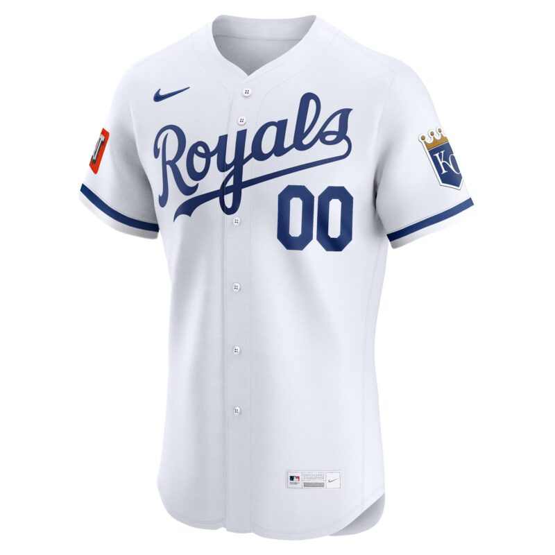 Kansas City Royals Home Elite Sponsor Patch Custom Jersey - White - Image 2