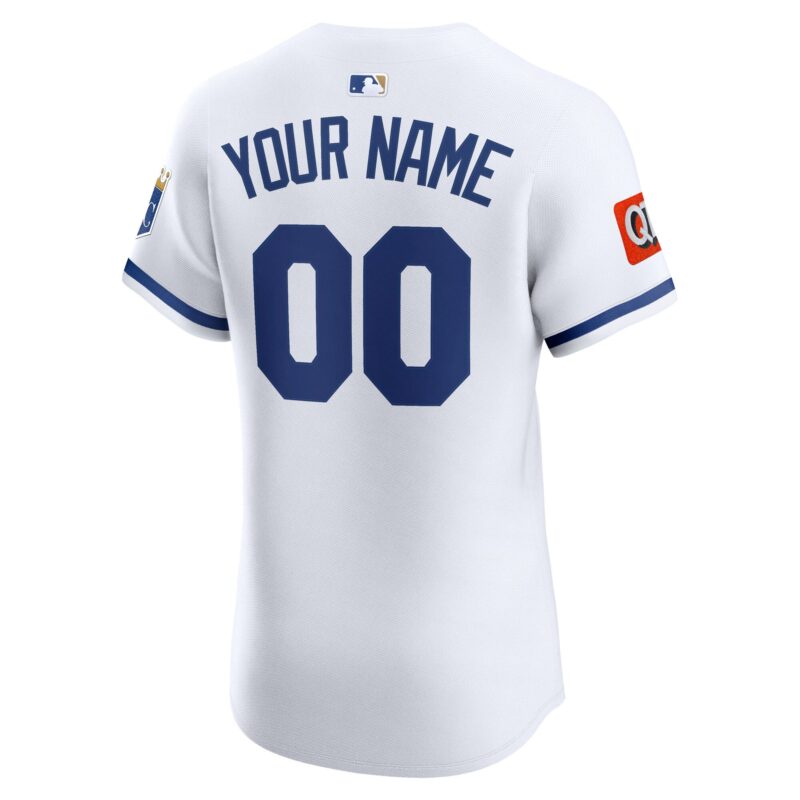 Kansas City Royals Home Elite Sponsor Patch Custom Jersey - White - Image 3