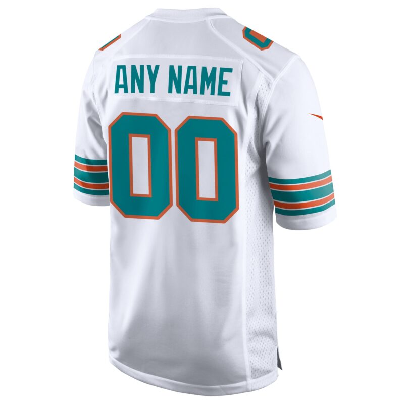 Miami Dolphins Alternate Custom Game Jersey - White - Image 3