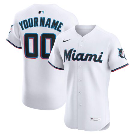 Miami Marlins Home Elite Custom Jersey - White