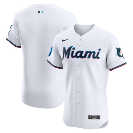 Miami Marlins Home Elite Patch Jersey - White