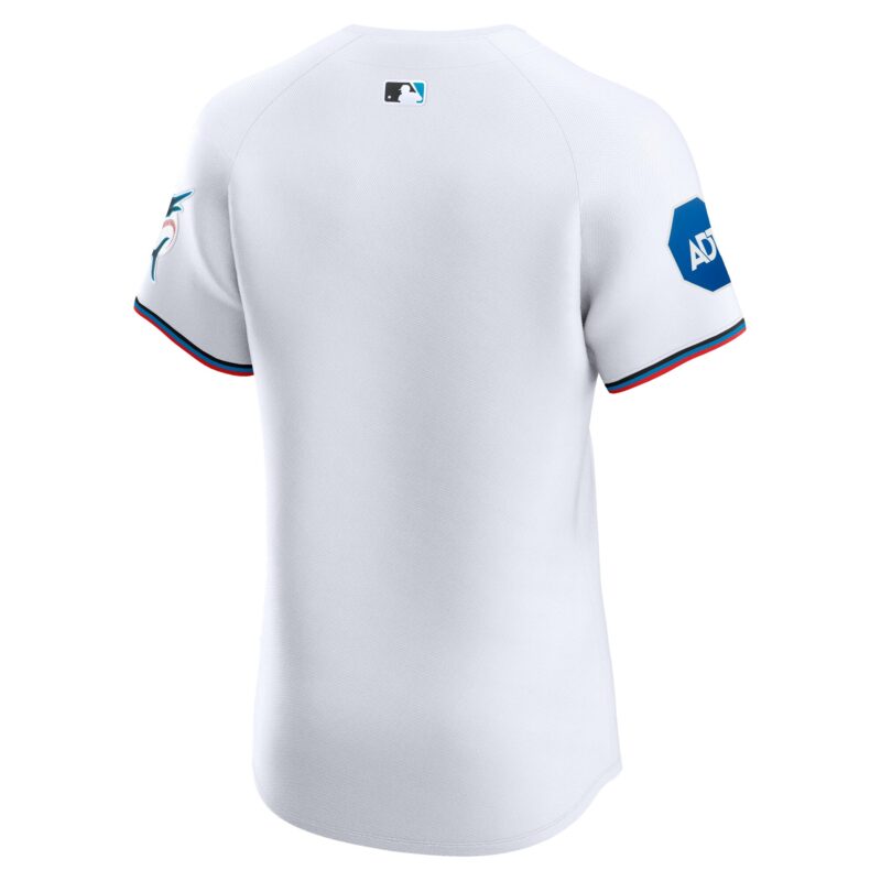 Miami Marlins Home Elite Patch Jersey - White - Image 3