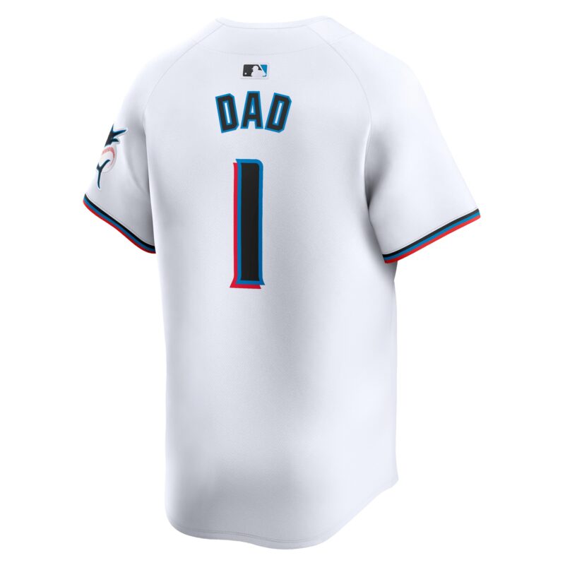 Miami Marlins #1 Dad Home Limited Jersey - White - Image 3