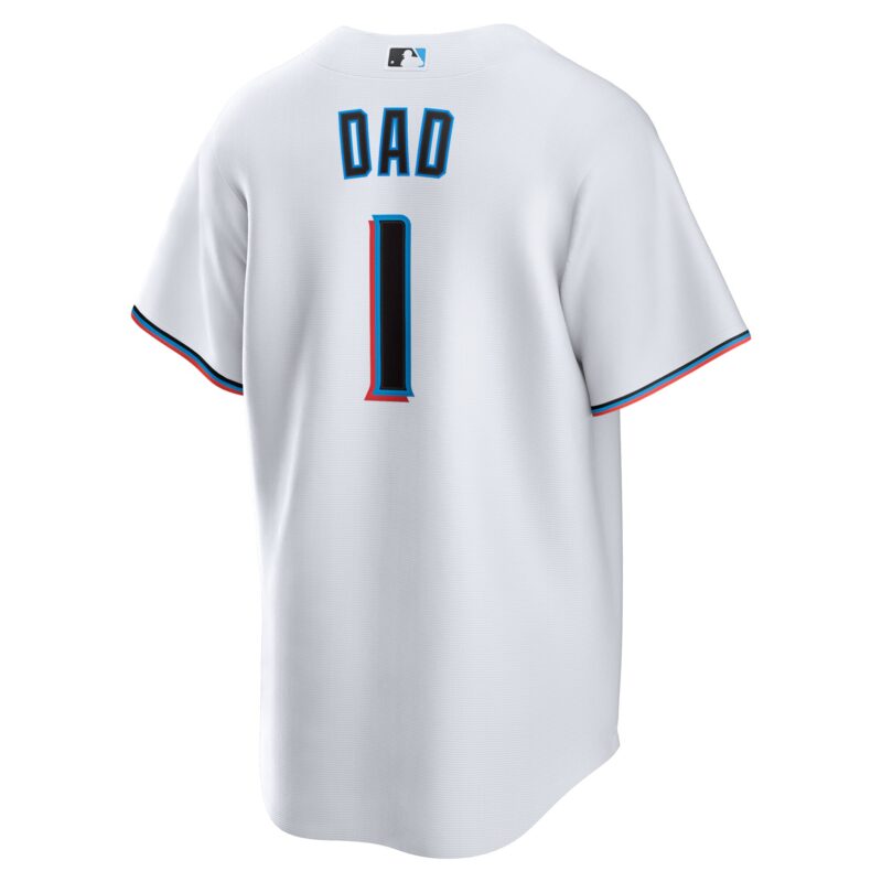 Miami Marlins #1 Dad Home Jersey - White - Image 3