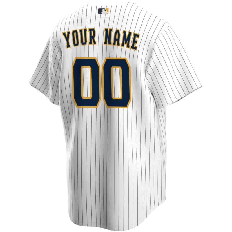 Milwaukee Brewers Alternate Custom Jersey - White - Image 3