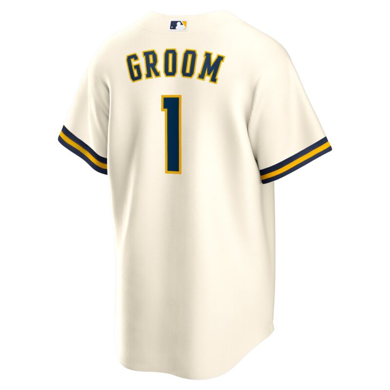 Milwaukee Brewers #1 Groom Home Jersey - White - Image 3