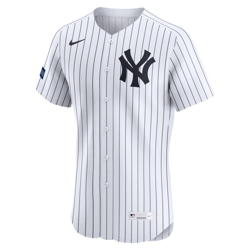 New York Yankees Home Elite Sponsor Patch Custom Jersey - White - Image 2