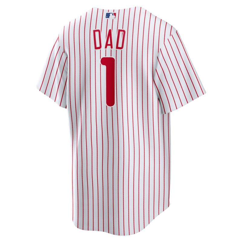 Philadelphia Phillies #1 Dad Home Jersey - White - Image 3