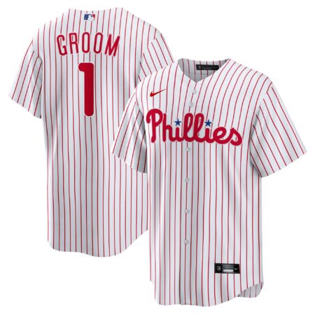 Philadelphia Phillies #1 Groom Home Jersey - White