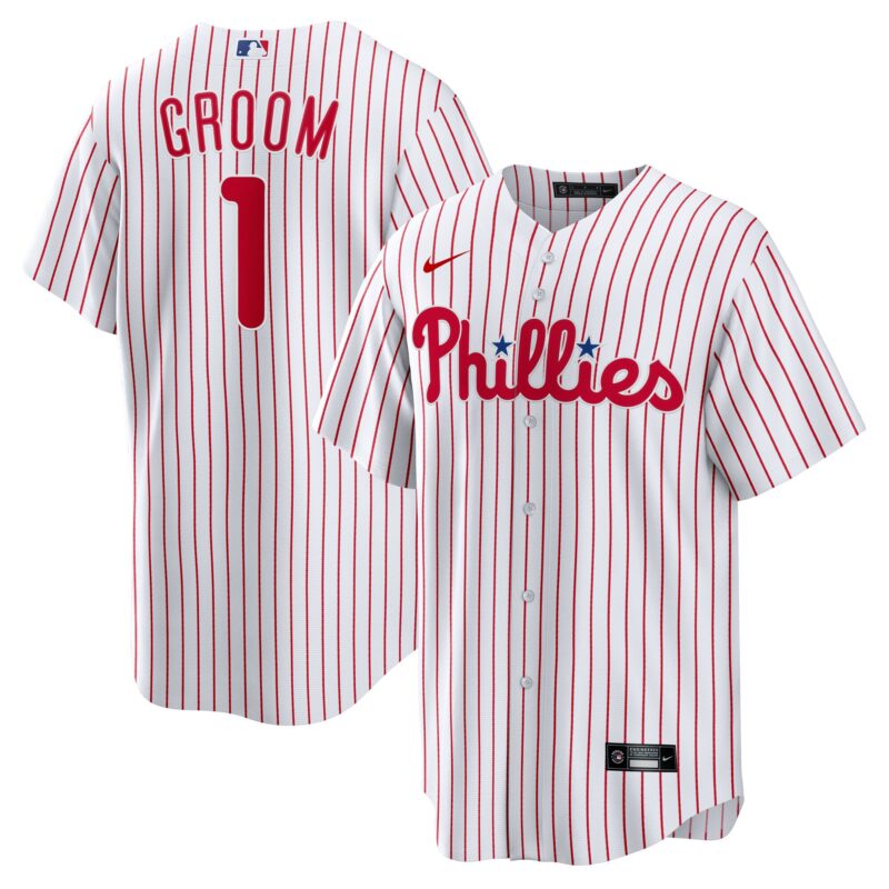 Philadelphia Phillies #1 Groom Home Jersey - White