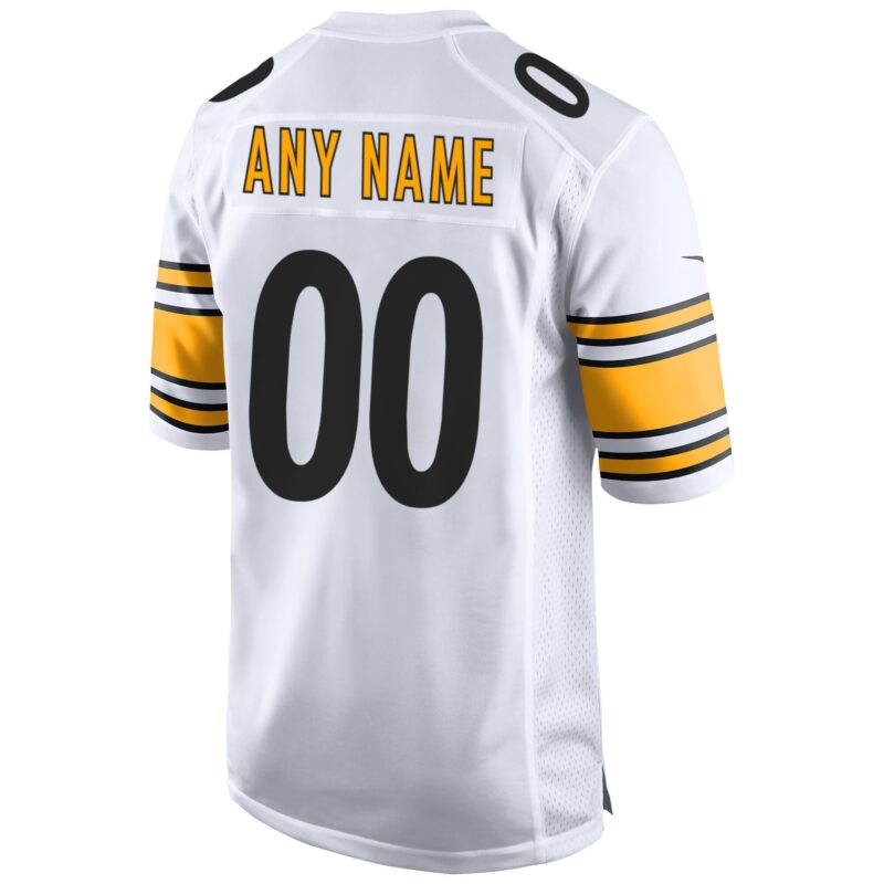 Men's White Pittsburgh Steelers Away Custom Game Jersey - Image 3