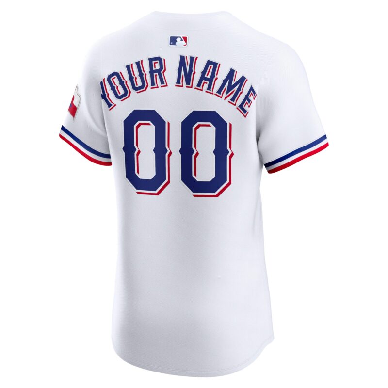 Texas Rangers Home Elite Custom Jersey - White - Image 3