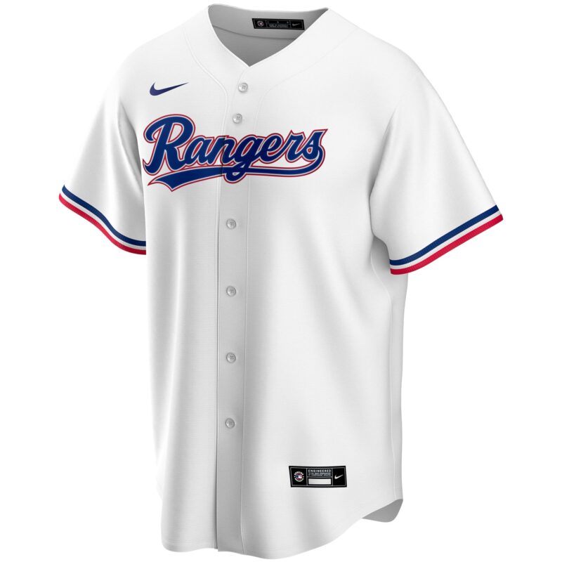 Texas Rangers Home Custom Jersey - White - Image 2