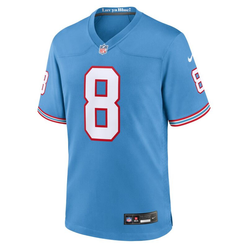 Will Levis Tennessee Titans Oilers Throwback Player Game Jersey - Light Blue - Image 2