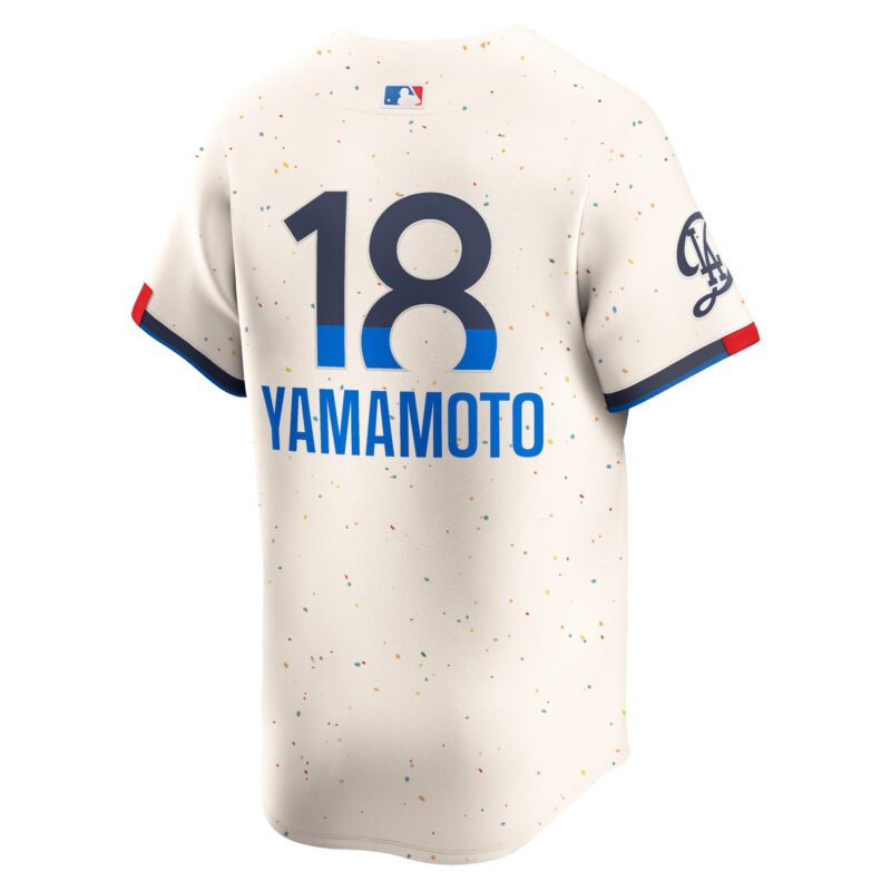Yoshinobu Yamamoto Los Angeles Dodgers 2024 City Connect Limited Player Jersey - Cream - Image 3