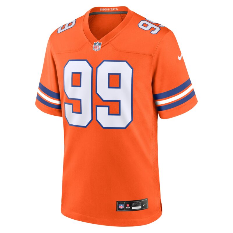 Zach Allen Denver Broncos Mile High Collection 1977 Throwback Player Game Jersey - Orange - Image 2