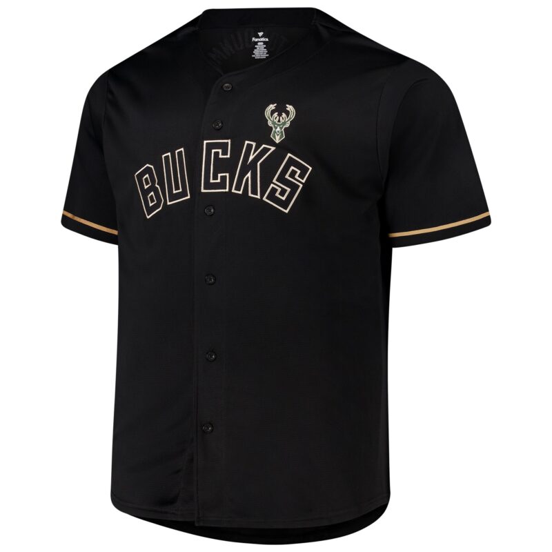 Giannis Antetokounmpo Milwaukee Bucks Profile Big & Tall Name & Number Button-Up Jersey - Black - Image 2