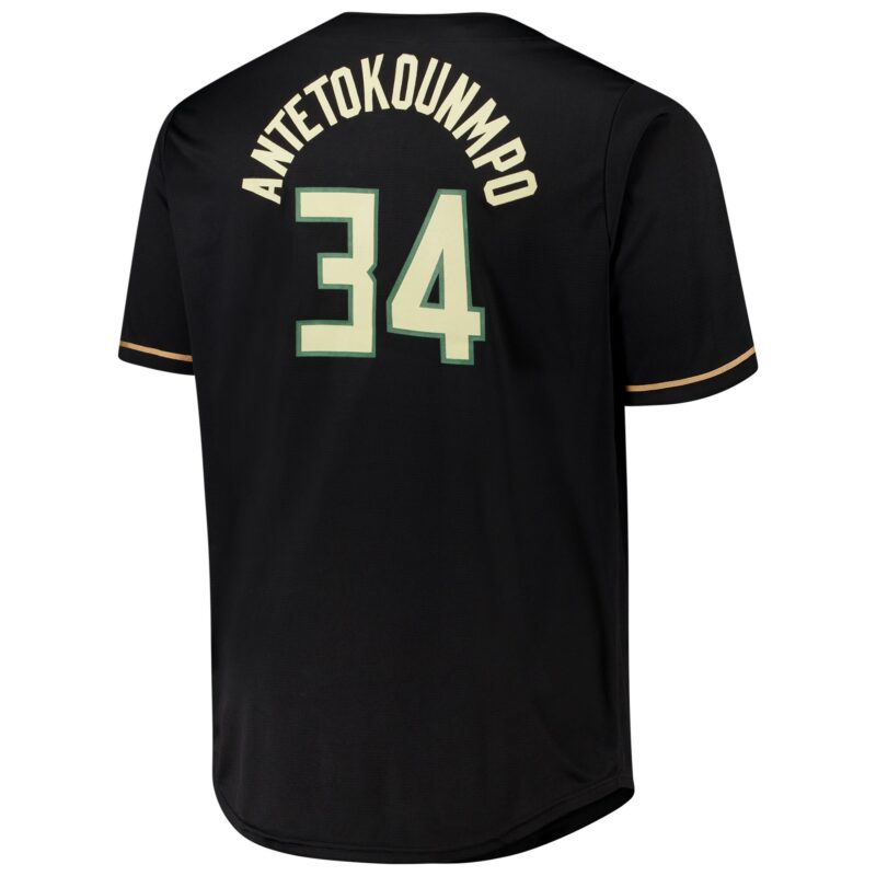 Giannis Antetokounmpo Milwaukee Bucks Profile Big & Tall Name & Number Button-Up Jersey - Black - Image 3