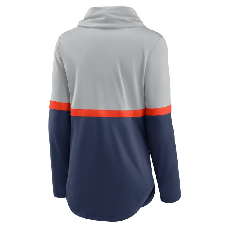 Detroit Tigers Women's Club Lettering Fashion Performance Pullover Sweatshirt - Gray/Navy - Image 3