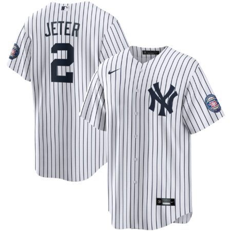 Derek Jeter New York Yankees 2020 Hall of Fame Induction Home Player Name Jersey - White/Navy