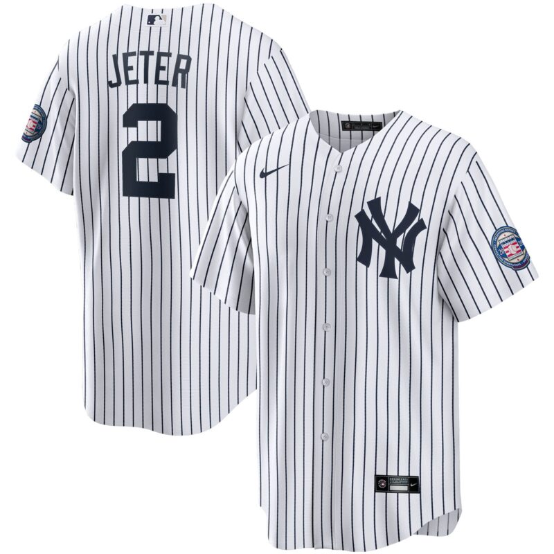 Derek Jeter New York Yankees 2020 Hall of Fame Induction Home Player Name Jersey - White/Navy