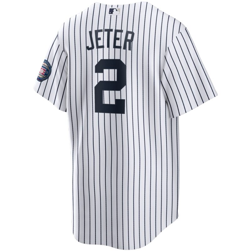 Derek Jeter New York Yankees 2020 Hall of Fame Induction Home Player Name Jersey - White/Navy - Image 3
