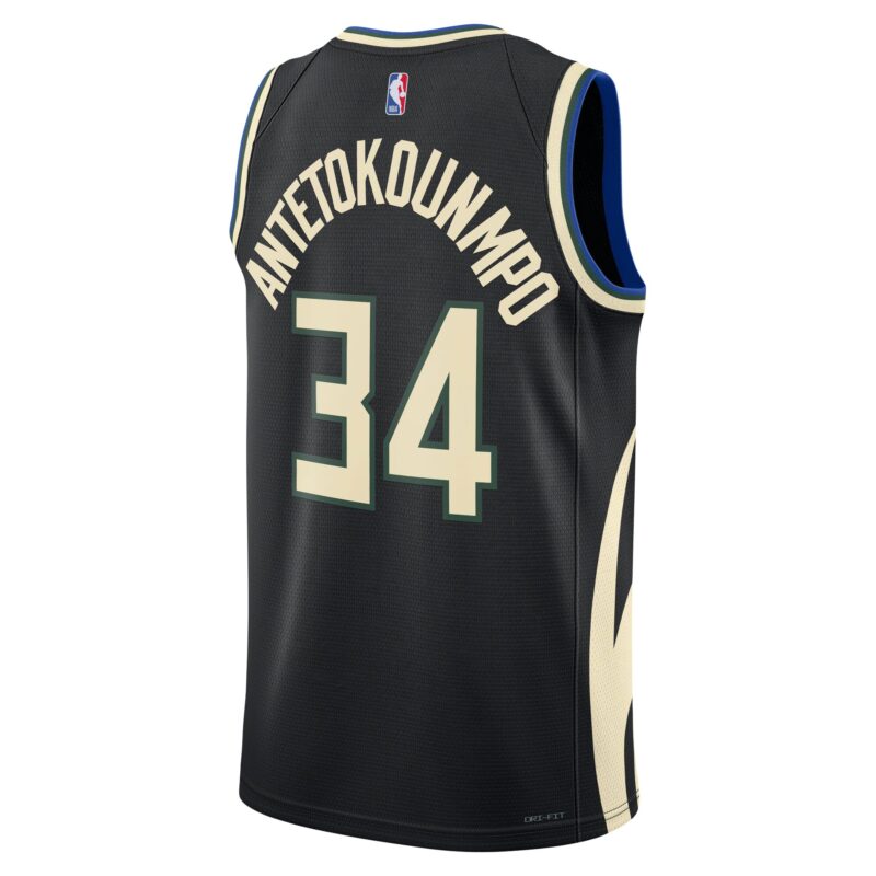 Giannis Antetokounmpo Milwaukee Bucks Brand Unisex Swingman Jersey - Statement Edition - Black - Image 3