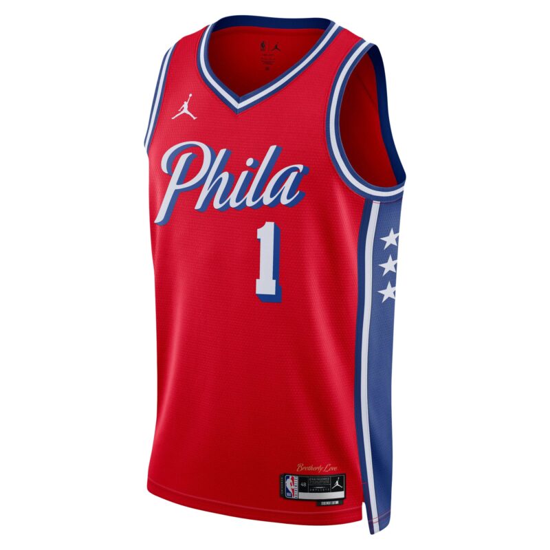 James Harden Philadelphia 76ers Brand Unisex Swingman Jersey - Statement Edition - Red - Image 2