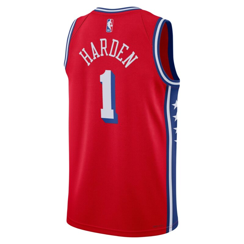 James Harden Philadelphia 76ers Brand Unisex Swingman Jersey - Statement Edition - Red - Image 3