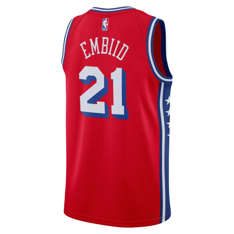 Joel Embiid Philadelphia 76ers Brand Unisex Swingman Jersey - Statement Edition - Red - Image 3