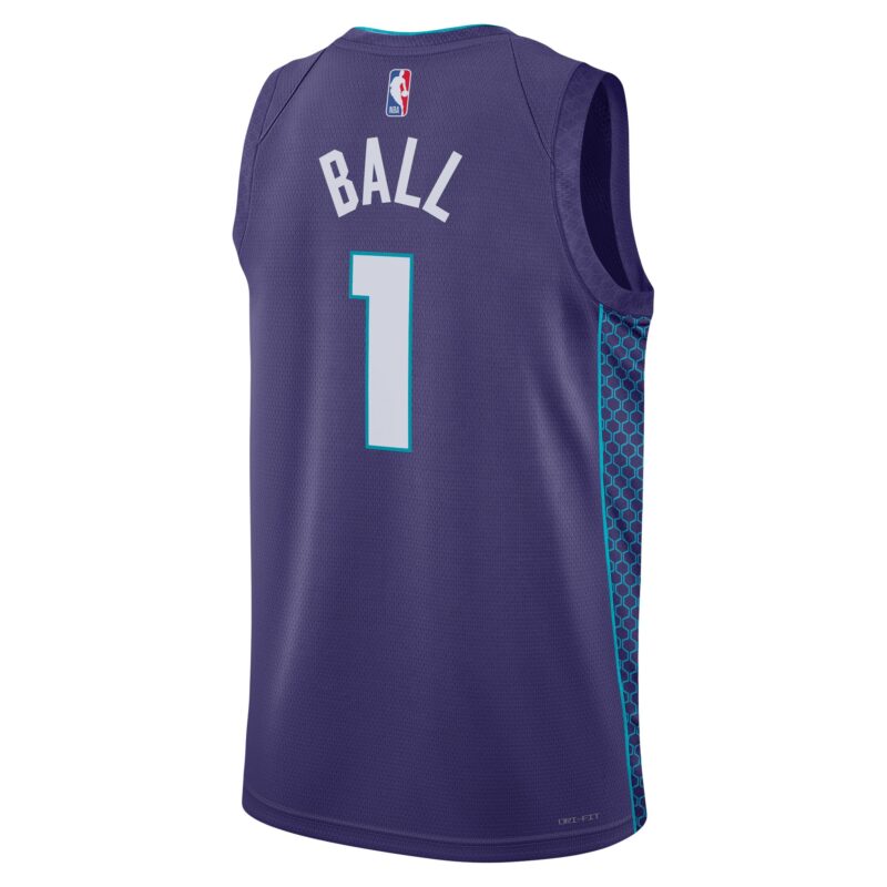 LaMelo Ball Charlotte Hornets Brand Unisex Swingman Jersey - Statement Edition - Purple - Image 3
