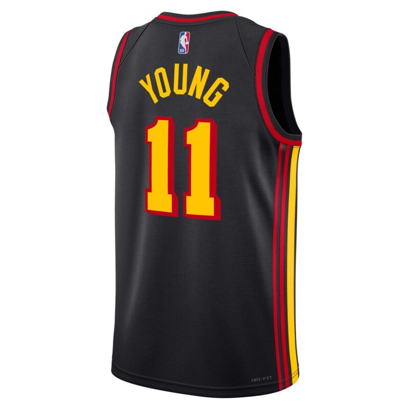 Trae Young Atlanta Hawks Brand Unisex Swingman Jersey - Statement Edition - Black - Image 3