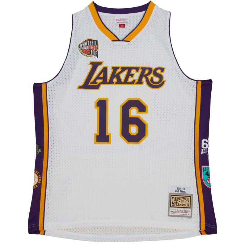 Pau Gasol Los Angeles Lakers Mitchell & Ness Unisex Hall of Fame Class of 2023 Throwback Swingman Jersey - White - Image 2