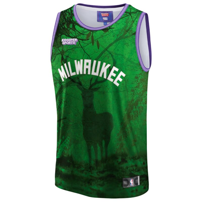 Milwaukee Bucks Basketball & KidSuper Studios by Unisex Hometown Jersey - Green - Image 2