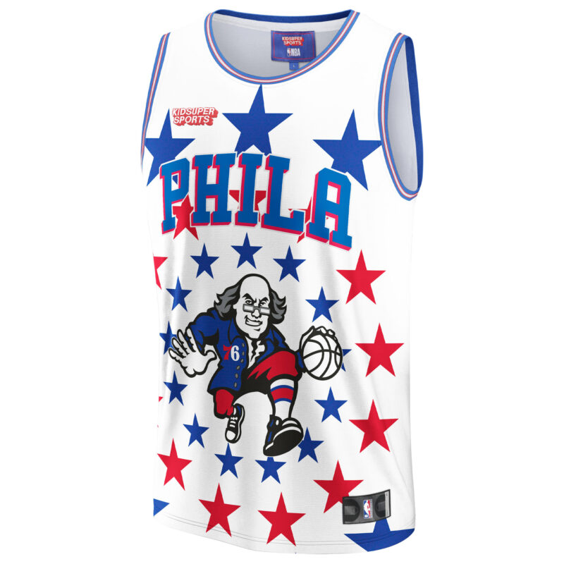 Philadelphia 76ers Basketball & KidSuper Studios by Unisex Hometown Jersey - White - Image 2