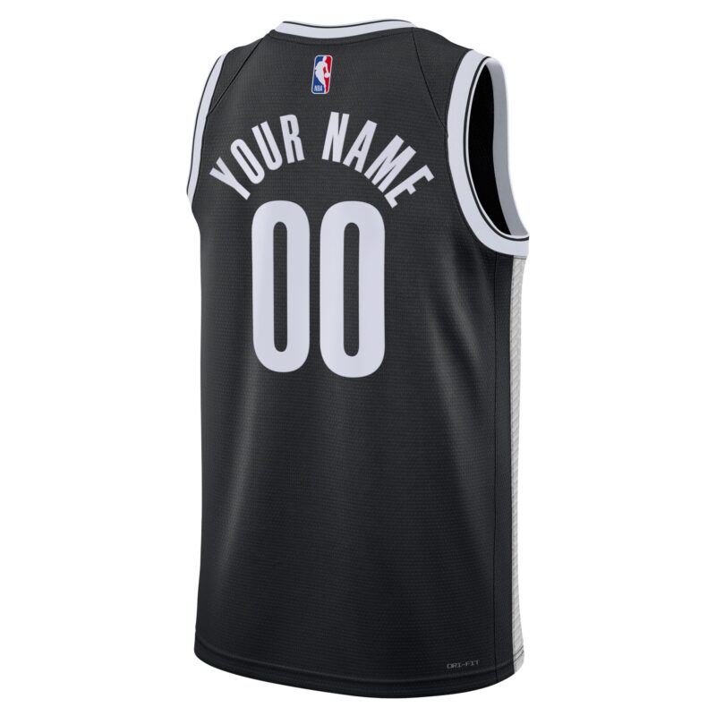 Brooklyn Nets Unisex Swingman Custom Jersey Black - Icon Edition - Image 3