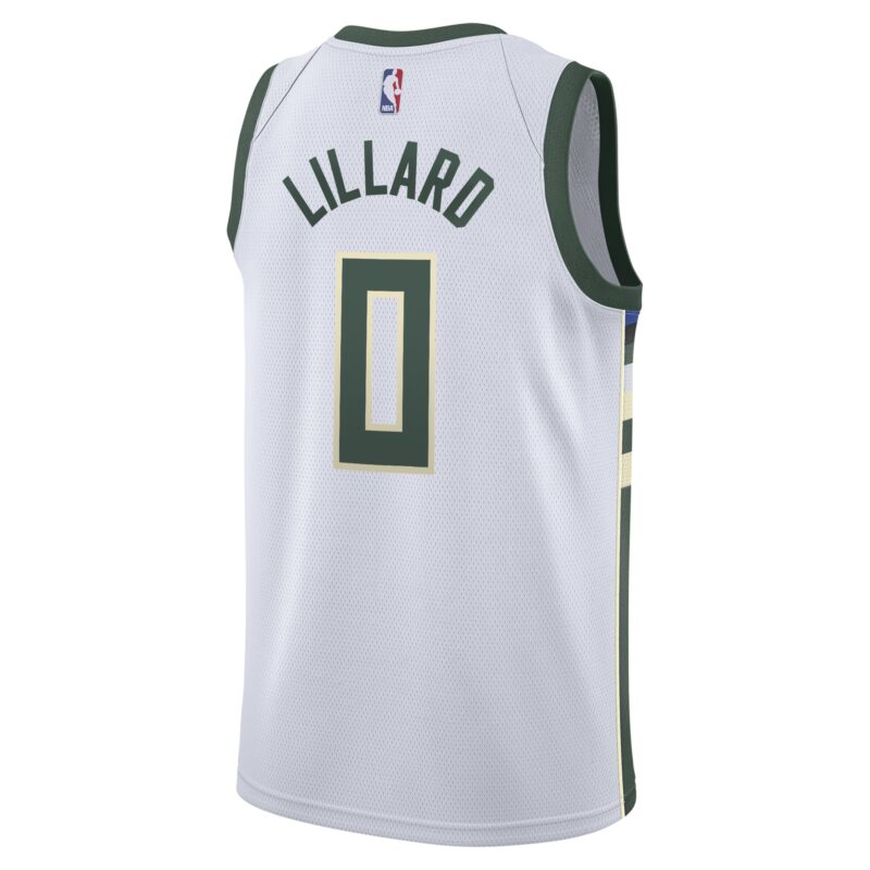 Damian Lillard Milwaukee Bucks Unisex Swingman Player Jersey - Association Edition - White - Image 3