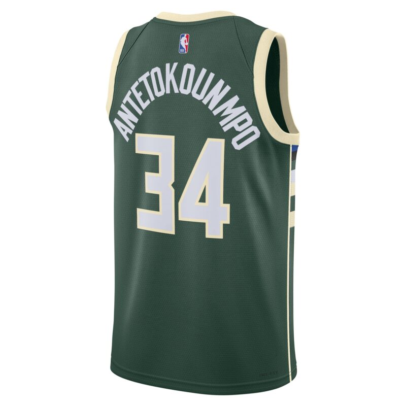 Giannis Antetokounmpo Milwaukee Bucks Unisex Swingman Jersey - Icon Edition - Hunter Green - Image 3
