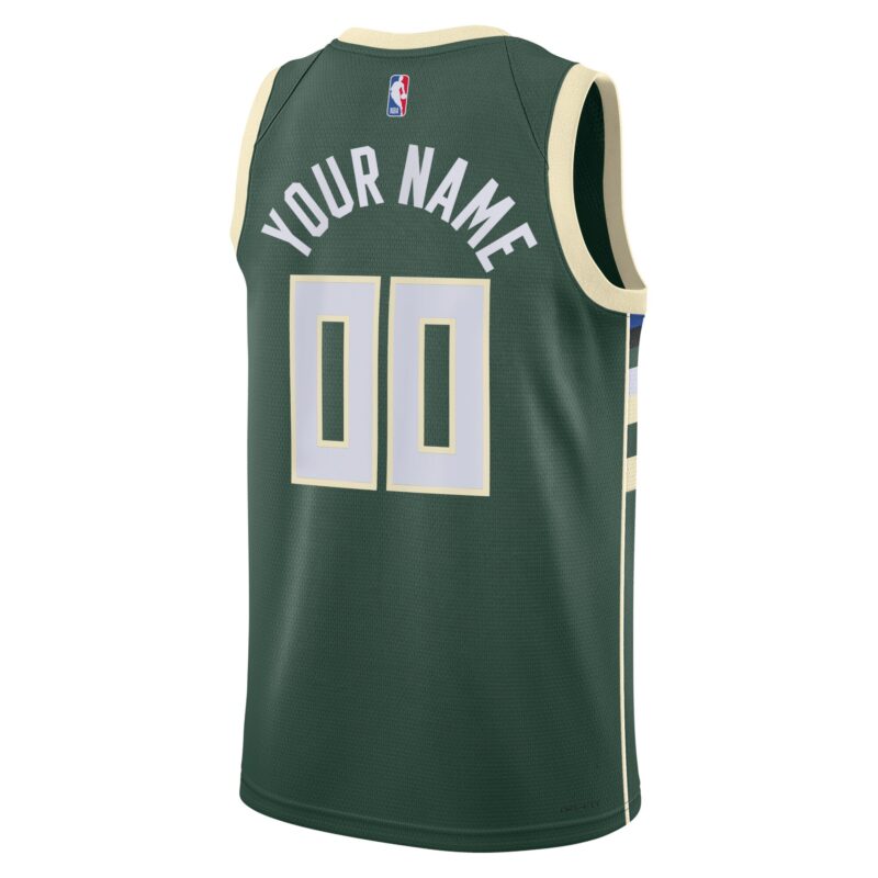 Milwaukee Bucks Unisex Swingman Custom Jersey Hunter Green - Icon Edition - Image 3