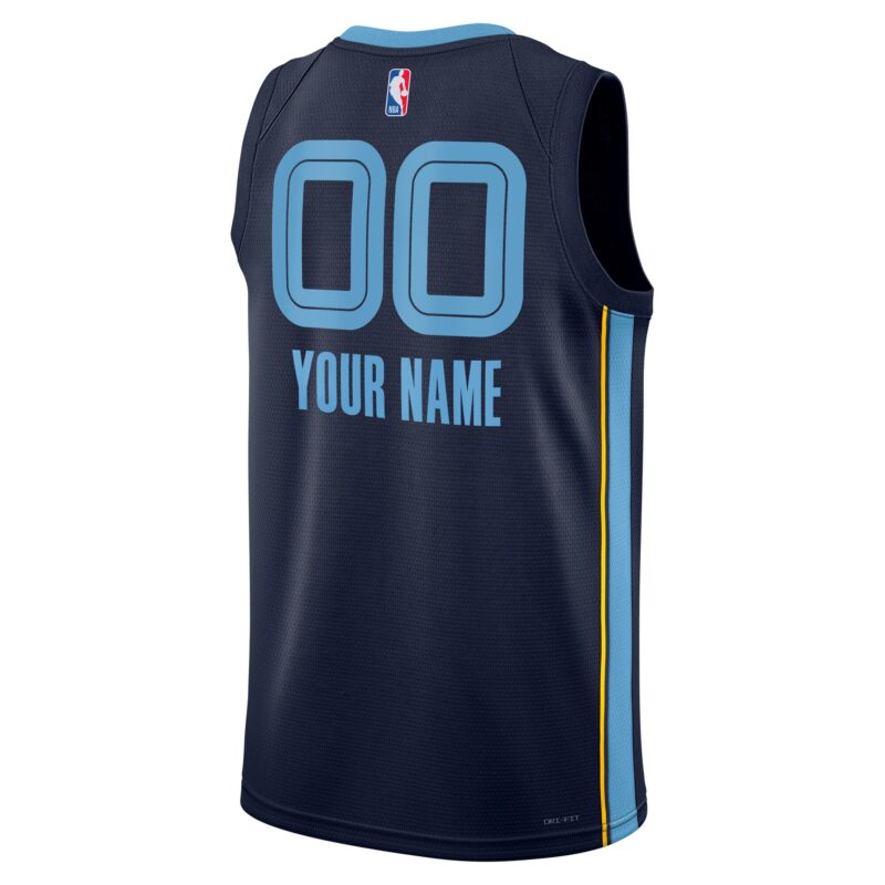 Memphis Grizzlies Unisex Custom Swingman Badge Jersey - Icon Edition - Navy - Image 3