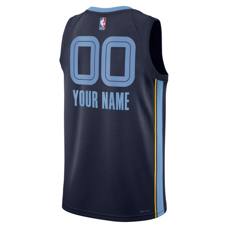 Memphis Grizzlies Unisex Swingman Custom Jersey Navy - Icon Edition - Image 3