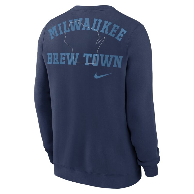 Milwaukee Brewers Unisex Statement Ball Game Pullover Sweatshirt - Navy - Image 3