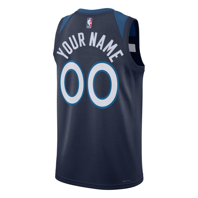 Minnesota Timberwolves Unisex Swingman Custom Jersey Navy - Icon Edition - Image 3