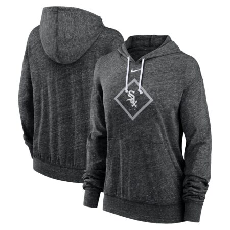 Chicago White Sox Women's Diamond Icon Gym Vintage Lightweight Hooded Top - Black