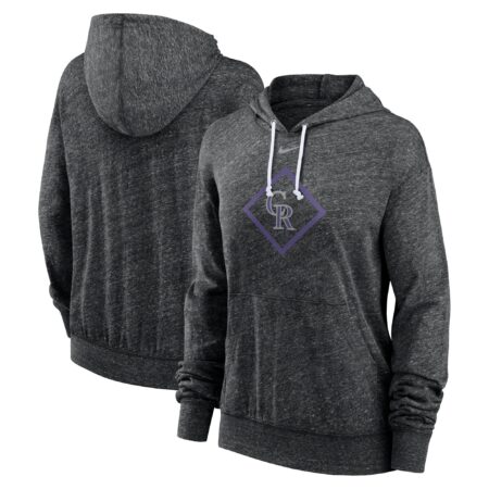 Colorado Rockies Women's Diamond Icon Gym Vintage Lightweight Hooded Top - Black
