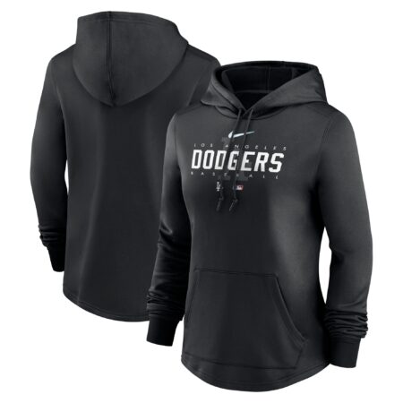 Los Angeles Dodgers Women's Collection Pregame Performance Pullover Hoodie - Black