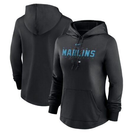 Miami Marlins Women's Collection Pregame Performance Pullover Hoodie - Black