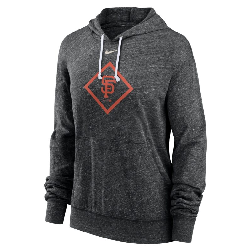 San Francisco Giants Women's Diamond Icon Gym Vintage Lightweight Hooded Top - Black - Image 2